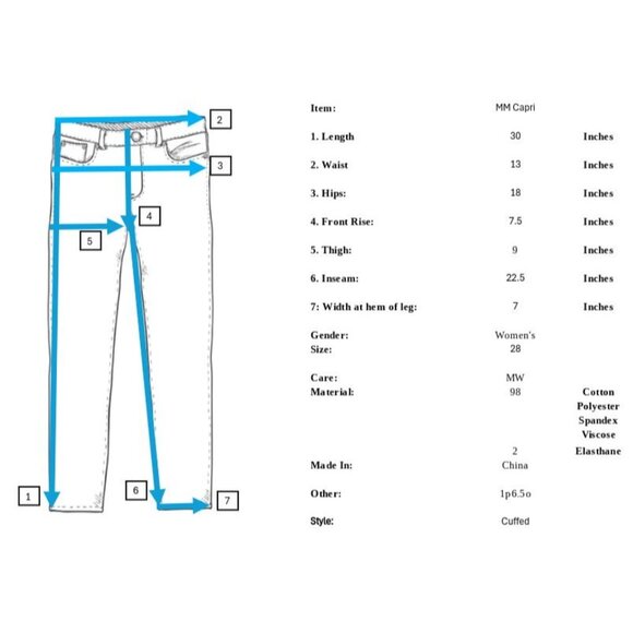 Miss Me Capris Womens Jeans 28 22 JP5810P Embroidered Studded Rhinestones Blue - Picture 8 of 8